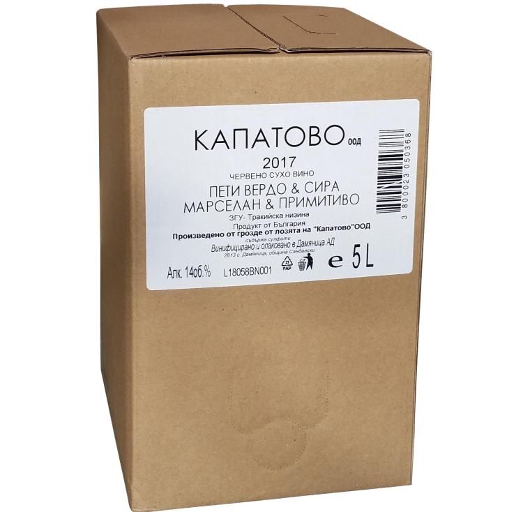 вино Капатово 5л Червено Бокс