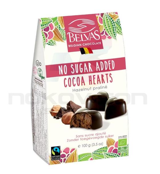 био бонбони Belvas Cocoa Hearts Hazelnut Praline No Sugar Added