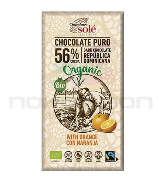 био шоколад Chocolates Sole Dark Chocolate 56% with Orange