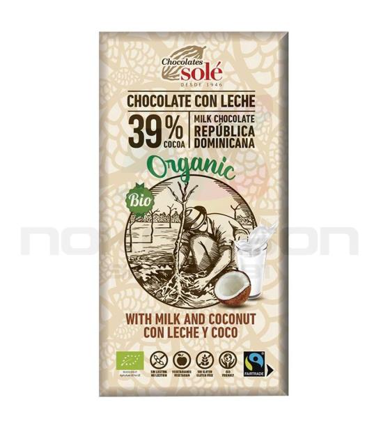био шоколад Chocolates Sole Milk Chocolate 39% Cocoa with Coconut