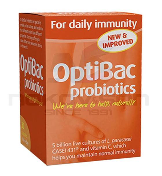 био хранителна добавка Optibac Probiotics + Vitamin C за ежедневен имунитет 30 капсули