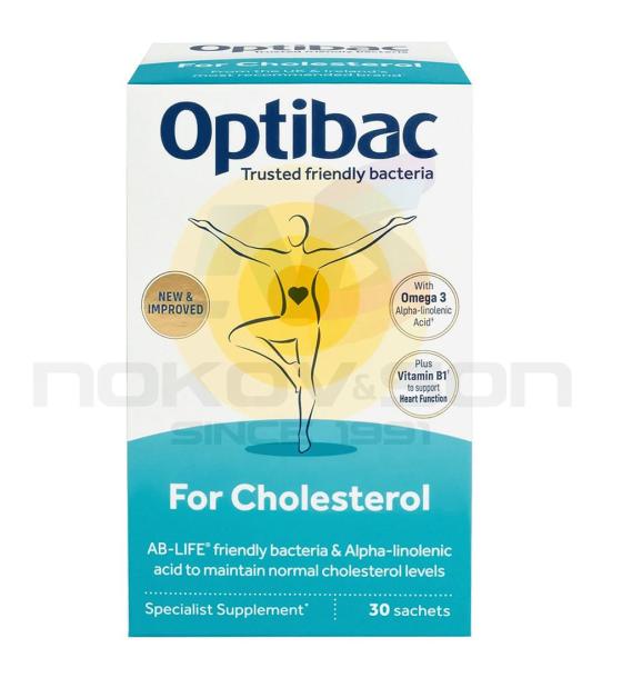 био хранителна добавка Optibac Probiotics for Cholesterol Омега 3 за поддържане на нормални нива на холестерола 30 сашета