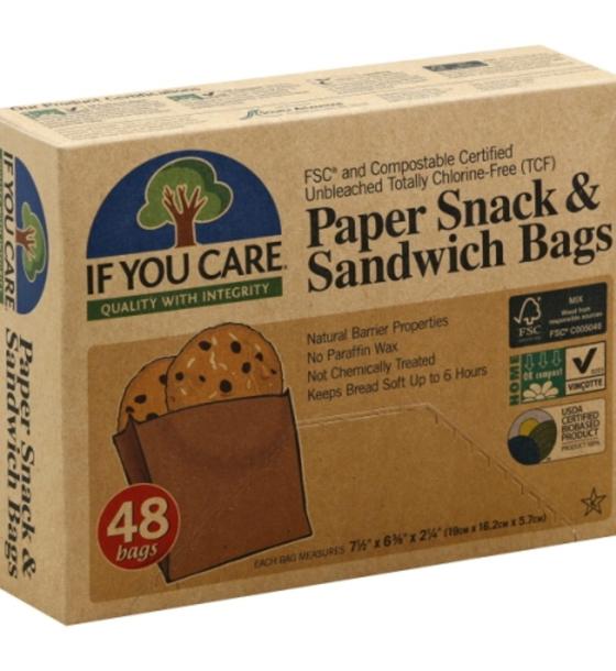 хартиени пликове за закуски и сандвичи If You Care Paper Snack & Sandwich Bags