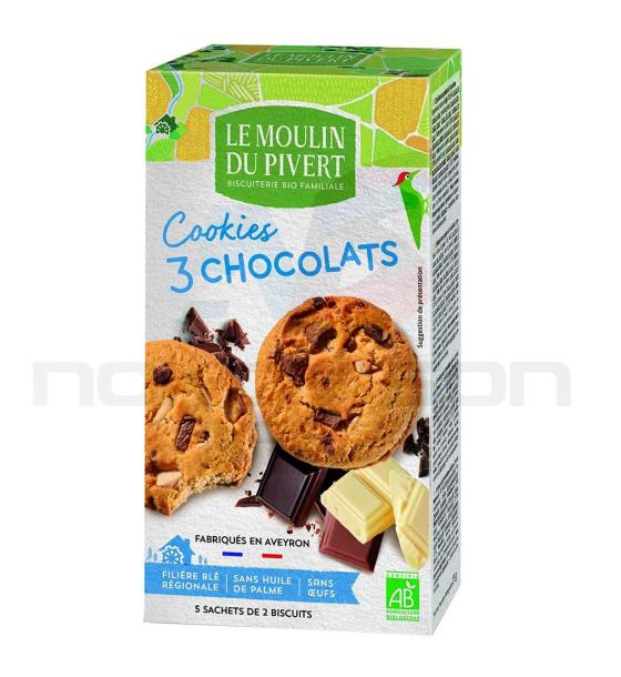 био бисквити Le Moulin Du Pivert Cookies 3 Chocolats