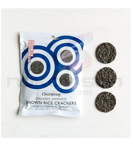 био крекери Clearspring Organic Japanese Brown Rice Cracers Black Sesame & Tamari