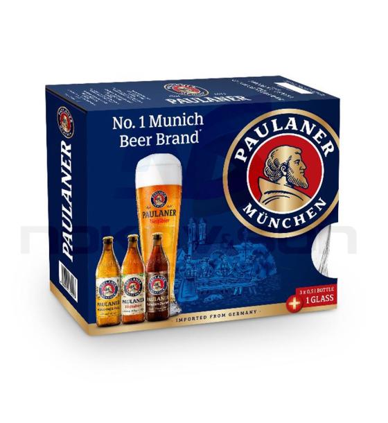 бира Paulaner Munchen Oktoberfest & Weissbier Dunkel & Weissbier Gift Box With Cup